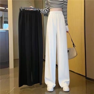 🔥【熱賣中】加絨雪尼爾闊腿褲女秋冬新款高腰拖地寬松百搭垂感運動直筒褲子女 冬天冬季加絨褲子 女生外出長褲