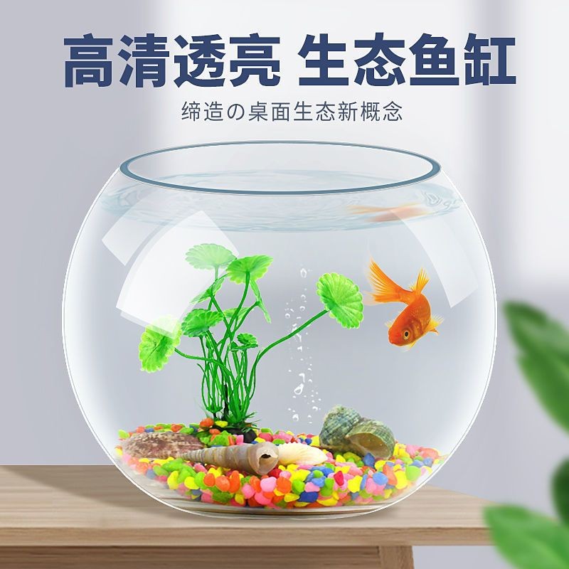 加厚高透明玻璃魚缸家用小型金魚缸客廳辦公桌迷你烏龜缸水培造景【Anna家】
