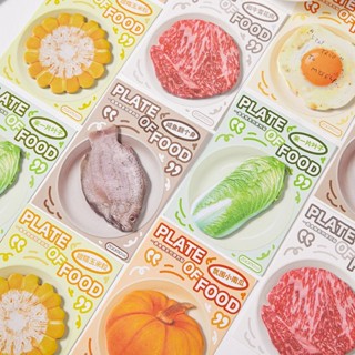 臺灣發貨-一盤食物係列套餐便利貼N次貼ins風模擬水果蔬菜手帳diy裝飾便簽