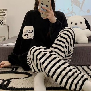 【玖元玖】韓版珊瑚絨睡衣情侶款睡衣女秋冬季套裝加厚加絨超保暖法蘭絨冬天卡通可外穿家居服