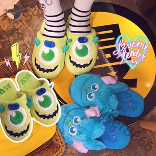 ❤️臺灣出貨❤️卡通可愛大眼仔冬季保暖棉拖鞋 毛毛拖鞋 居家情侶舒適軟底絨毛拖鞋
