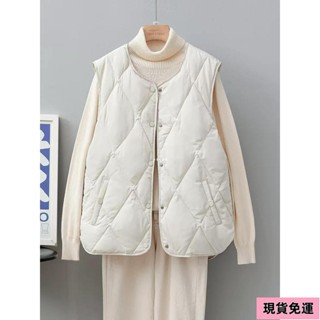 🌸現H+免運🌸 2024秋冬季新款輕薄棉服女馬甲圓領內穿無領輕便背心薄款菱格馬夾