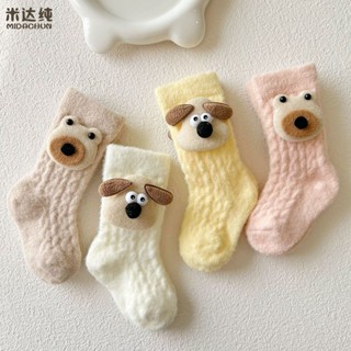 【臺灣】出貨-可愛寶寶襪子 秋冬款毛絨中筒襪 加絨加厚保暖嬰兒小熊玩偶襪學步襪