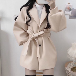 免運📣【龍鳳呢】加厚毛毛呢外套女大衣中長款秋冬季風衣小個子