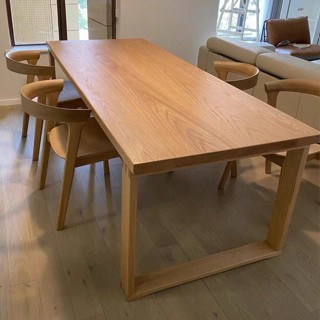 長桌 小戶型桌子 餐桌 工作桌 辦公桌 書桌 小桌子北歐 實木餐桌 簡約白蠟木長桌 原木日式大板桌 莫比恩桌子 傢俱橡木
