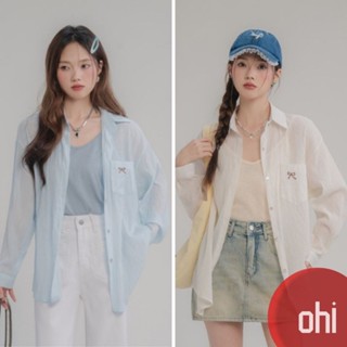 【ohi】韓系蝴蝶結刺繡襯衫上衣 長袖防曬寬鬆百搭 女生襯衫 長袖襯衫 襯衣 長袖上衣 女裝 GSXD078