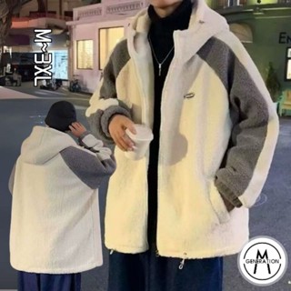 【M世代】羊羔絨男外套 毛絨外套 韓版上衣 情侶外套 連帽開衫 運動休閒潮牌外套 棉服棉衣 BCbQ5107