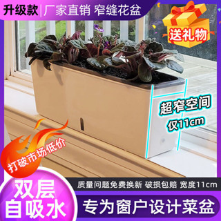 花盆 盆栽 長盆 長花盆 種菜盆 種植盆 菜盆 蔬菜盆 超窄長條花盆儲水窗臺種植盆家庭蔬菜種植箱長方形花箱陽臺花盆