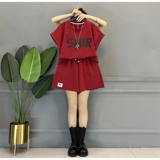 時尚服裝專賣場M-8XL 大尺碼套裝 休閒套裝 大碼時尚休閑運動套裝女夏季遮肚子上衣顯瘦短褲胖mm兩件套300斤