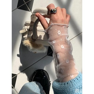 TK推薦✈ 韓國INS小花朵網紗蕾絲中高領長袖打底衫內搭防曬長袖上衣