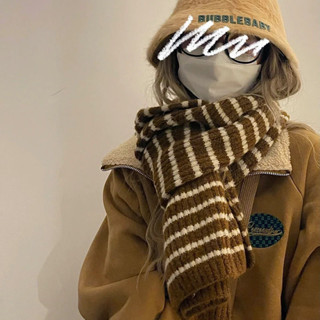 ✨桃園出貨☜限時特惠✨韓版條紋針織毛線圍巾女冬季ins清純學生情侶保暖加厚百搭圍脖男