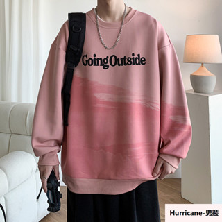 Annie💖M-4XL秋季男生上衣 韓版長袖上衣 圓領寬鬆大學T 長袖大學T 休閒上衣 港風上衣 寬鬆上衣 情侶大學T