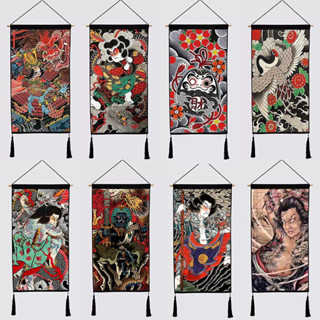 臺灣熱賣[專業刺青]紋身店掛畫日式掛毯傳統客廳臥室背景浮世繪武士掛布ins風裝飾畫刺青店裝飾