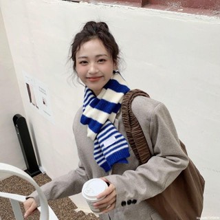 泡泡糖的小店-韓版冬季羊毛針織毛線圍巾女學生百搭細寬條紋保暖柔軟情侶圍脖