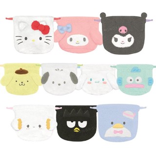 【現貨】小禮堂 Sanrio 三麗鷗 絨毛造型束口袋 (大臉款) Kitty 美樂蒂 酷洛米 布丁狗