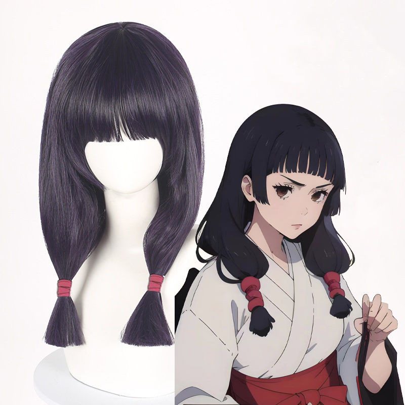超商免運 加急出貨⚪️假髮 假毛 咒術回戰 庵歌姬角色同款假髮 cosplay 中長款 暗紫色長髮 角色扮演 仿真頭皮頂