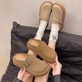🌺臺灣限時低價🌺復古厚底勃肯包頭半拖鞋女2025秋季新款增高外穿懶人壹腳蹬博肯鞋