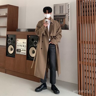 🔥風衣 風衣外套男 韓版 修身外套 外套 秋冬新款風衣男潮牌 大碼帥氣翻領風衣外套 韓版風衣男中長款寬鬆過膝英倫雙排