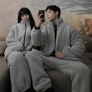 【新款衝量】法蘭絨睡衣 睡衣套裝男男女睡衣冬季加厚刷毛珊瑚絨情侶可外穿法蘭絨家居服