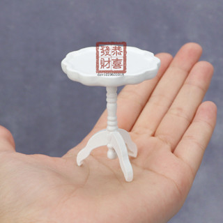 🎐迷你傢俱🎐1:12娃娃屋dollhouse迷你客廳微場景白色花邊小圓桌咖啡桌子