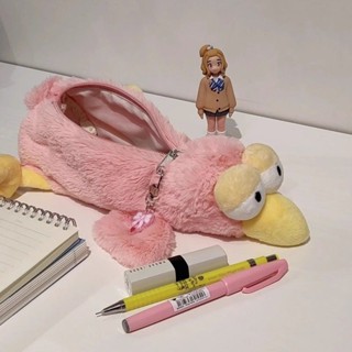 桃園出貨⚡日系知更鳥毛絨筆袋學生文具收納袋可愛動物軟萌治癒開學禮物