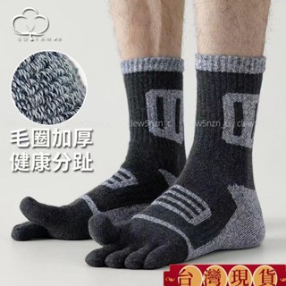 桃園出貨🚚 男士秋冬季五指襪加絨加厚圈棉絨分趾襪中筒/中長筒防臭吸汗保暖 襪子男 厚襪子 保暖襪 棉襪 男生襪子 暖腳
