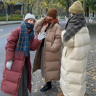 加厚加大爆款羽絨棉服女過膝長款秋冬新款寬鬆立領棉衣女外套 中長款外套 長褲外套 羽絨外套 麵包服 大尺碼外套
