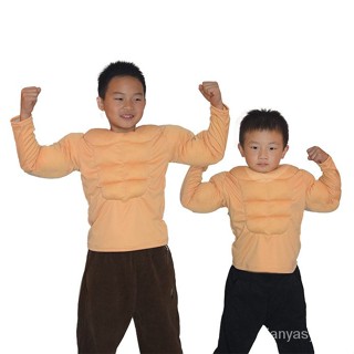 肌肉男衣服兒童男孩舞臺錶演T恤cos假胸肌腹肌角色扮演成人演出服