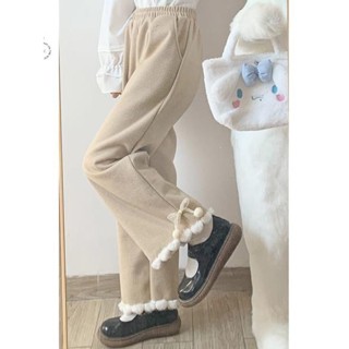日系百搭復古風褲子女秋冬小個子韓版設計感格子休閑運動闊腿長褲 大尺碼長褲 寬褲 闊腿褲 女生長褲 直筒褲 休閒長褲 新中