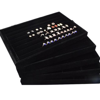 永安百貨 時尚禮品黑色天鵝絨可疊放珠寶收納盒託盤可移動展示櫃存儲展示櫃在抽屜中