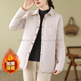 輕薄羽絨棉服女時尚百搭寬鬆單排扣加厚保暖鋪棉外套 大尺碼外套Daisy1