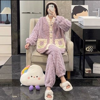 🔆小甜甜日係美衣👙 珊瑚絨睡衣女冬季甜美小香風加厚長袖可外穿法蘭絨女士家居服套裝 VDYO