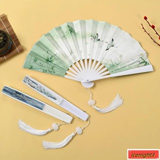 🔥【萬誠優選】🔥【扇子】國風8寸塑膠摺扇女用 流蘇弔墜古風扇子 兒童絹佈扇子 古風撕不爛 古裝日式小復古布 古典古風