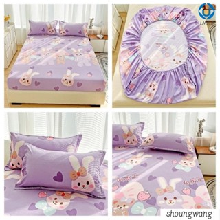🚛臺灣發出🚛可愛彩虹圖案兔子舒柔棉單床包☆防蟎防塵吸溼排汗 舒柔棉 親膚 裸睡 愛心單人雙人加大特大 單人床包 雙人