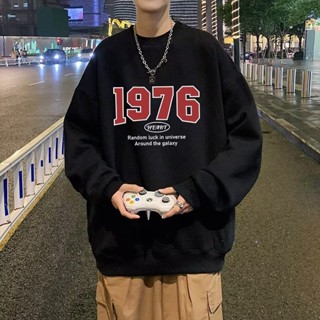 圓領衛衣男 春秋冬季 新款 美式 ins潮牌 寬鬆 長袖 無帽 T恤 情侶 大學T 打底衫上衣（YW2037）【壹號站】