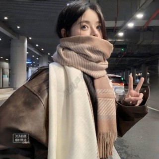 💫臺灣💫韓系氛圍感2024新款格子圍巾女冬季保暖學生百搭學院風情侶圍脖潮 暖冬穿搭 脖圍 披巾 披肩 圍巾女 圍巾