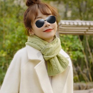 💫臺灣💫秋冬季少女學生短款毛線針織小圍巾ins 韓版百搭圍脖可愛薄款綠色 暖冬穿搭 脖圍 披巾 披肩 圍巾女 圍巾