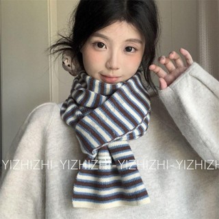 💫臺灣💫針織圍巾冬季韓版條紋學院學生情侶高階加厚新款保暖百搭毛線圍脖 暖冬穿搭 脖圍 披巾 披肩 圍巾女 圍巾