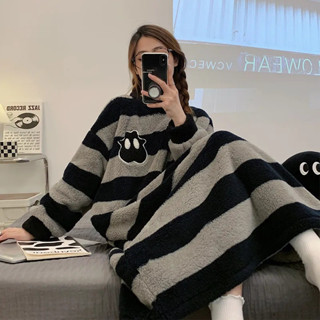 睡裙女 秋冬睡衣 珊瑚絨睡衣 家居服 法蘭絨睡裙 加絨加厚睡裙 大碼睡裙 連衣裙 睡裙 睡衣