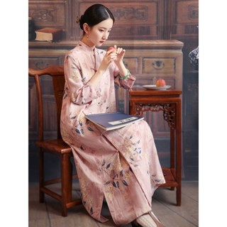 清倉撿漏~大碼初秋新品精細文藝飄逸民國風復古氣質改良旗袍 改良式旗袍 長袖洋裝 旗袍洋裝 中國風旗袍 新中式洋裝 旗袍裙
