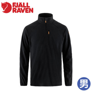 【Fjallraven 小狐狸 男 Ovik Lite Fleece半開襟夾克《黑》】F12600243/登山/休閒衫