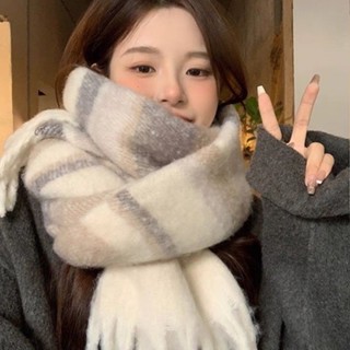 【熱銷免運】高階感圍巾女冬季氛圍感百搭加厚美拉德新款韓版馬海毛流蘇圍脖潮 圍巾 圍脖 韓版女圍巾 保暖圍巾 披肩圍巾 潮