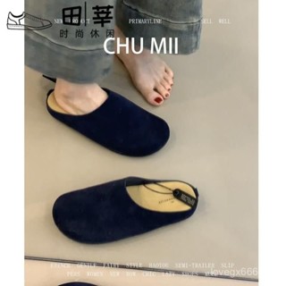 臺灣熱銷🏆韓版真皮懶人包頭拖鞋女外穿復古風百搭厚底休閒勃肯拖鞋
