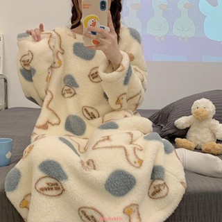 【熱賣新品】超大碼200斤加厚法蘭絨睡裙女款秋冬季珊瑚絨學生家居服睡衣
