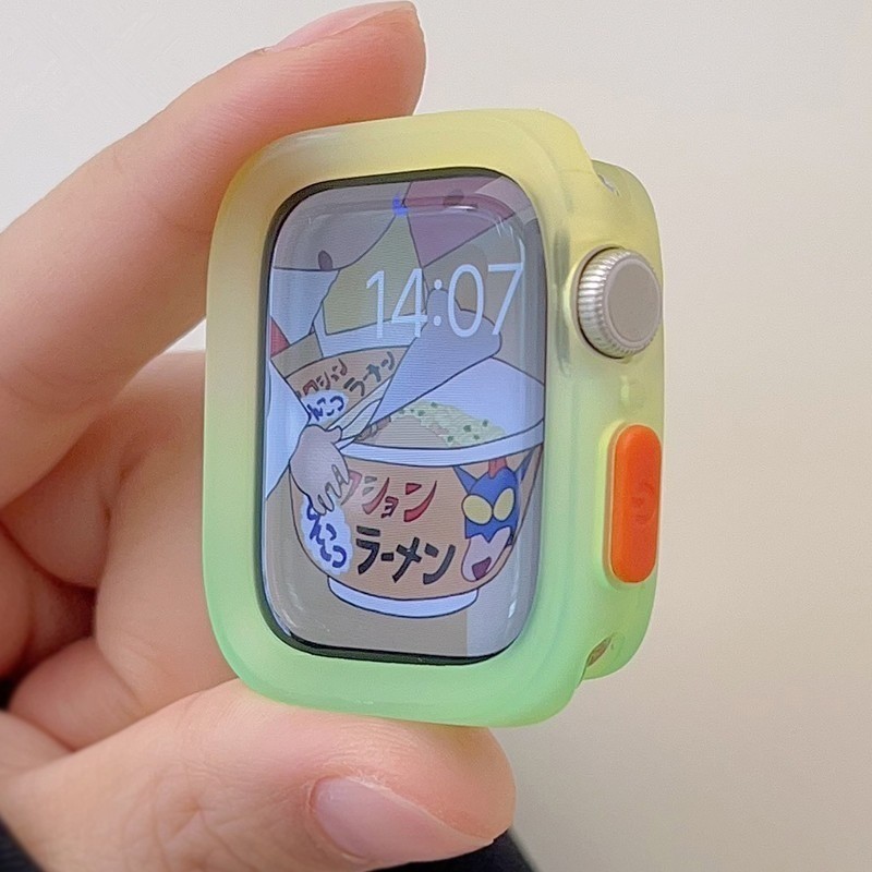 漸變暈染 矽膠軟殼 適用 Apple Watch S10 9 8 7 SE 42mm 45mm 46mm 蘋果手錶保護殼