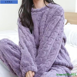 免運🚚睡衣冬季加絨加厚🔥加絨加厚珊瑚絨女睡衣套裝春秋冬季2024新款家居服兩件套