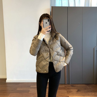 羽絨外套 輕羽絨外套 外套 冬天外套 輕量羽絨外套 輕薄羽絨外套 輕量羽絨服女 短款立領祥雲單排扣白鴨絨外套 韓版外套
