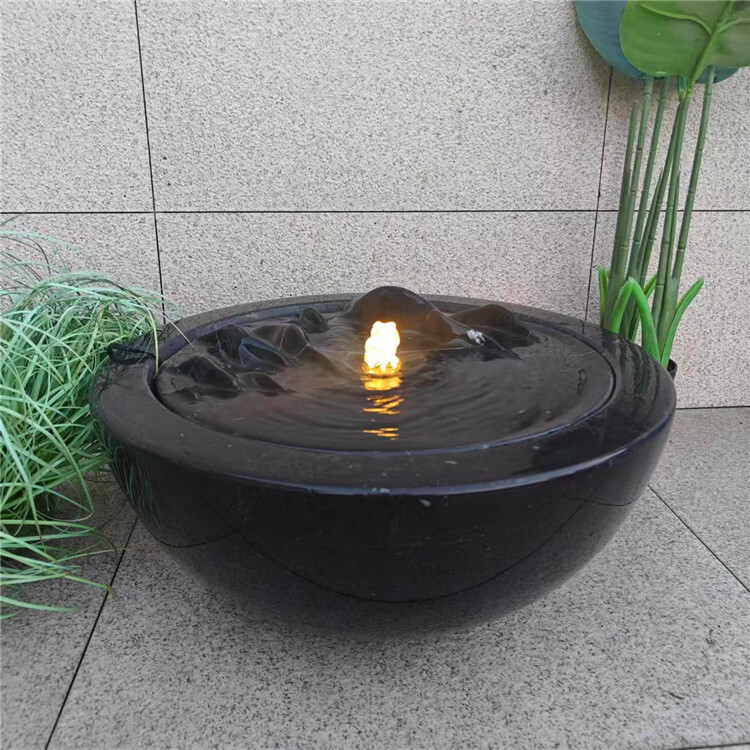 ✿上新✿ 可開發票 黑山石流水石缽涌泉水缽噴泉日式庭院景石園林假山天然原石造景石