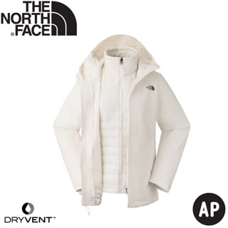 【The North Face 女 DV防水兩件式化纖外AP《沙丘白》】5B1X/登山/防水透氣/防風/出國