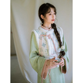【歲寧】S-2XL 改良式旗袍洋裝 新中式國風女裝 淺綠色旗袍 新中式洋裝 秋冬季長袖改良冬款高階感 顯瘦修身旗袍洋裝